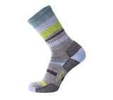 Point6 Hiking Mixed Stripe Light Crew Sock in stone