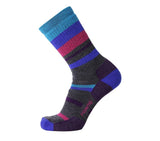 A Point6 Hiking Mixed Stripe Medium Crew Sock in imperial