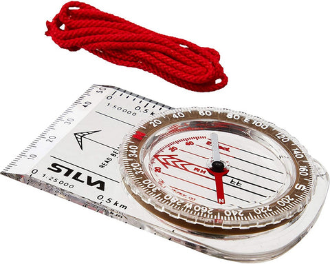 A Silva Classic 9 Compass with a red lanyard