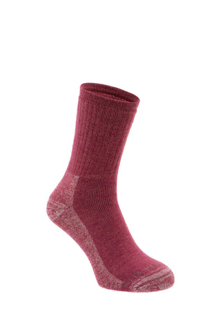 Silverpoint Alpaca Merino Hiker Socks in the colour Raspberry