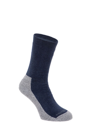 Silverpoint Comfort Youth Hiker Kids Socks in Denim colourway with contrast grey colour on the padded heel, sole and toe area.