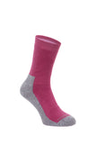 Silverpoint Comfort Youth Hiker Kids Socks in Ibis Rose colourway with contrast grey colour on the padded heel, sole and toe area.