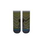 Stance Conflicted Quarter run socks in green showing top side