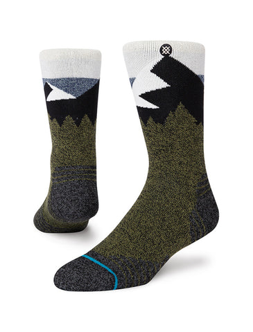 Stance Divide Crew Socks in the colour Blue shown on a foot shape..