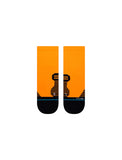 Stance Hiatus Quarter Sock in Neon Orange showing the top side