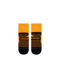 Stance Hiatus Quarter Sock in Neon Orange showing the bottom side of the socks