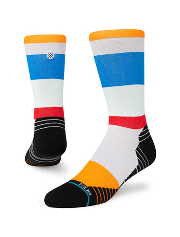 Stance Rate Crew Running Socks in the colour grey - but really in bright stripy colours