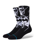 Stance The Batman Crew Socks in the colour Black shown on a foot shape..