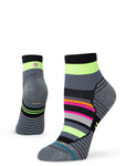 Stance Tiled Quarter Running Socks for Women in the colour Black with multi-stripes