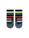 Stance Tiled Quarter Running Socks for Women in the colour Black with multi-stripes showing the top side
