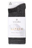 Vicuna Alpaca Highland Socks in Anthracite colour in size Medium showing the packaging close up