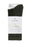 Vicuna Alpaca Highland Socks in the colour Green showing the packaging
