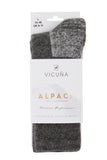 Vicuna Alpaca Fully Cushioned Socks in the colour grey showing the packaging.