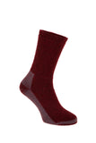 Vicuna Alpaca Fully Cushioned Socks in the colour red showing the sock on a foot.