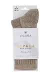 Vicuna Alpaca Midweight Socks in the colour Beige showing the packaging