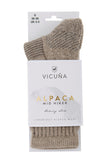 Vicuna Alpaca Midweight Socks in the colour Beige showing the packaging