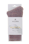 Vicuna Alpaca Midweight Socks in the colour Rock Rose showing the packaging